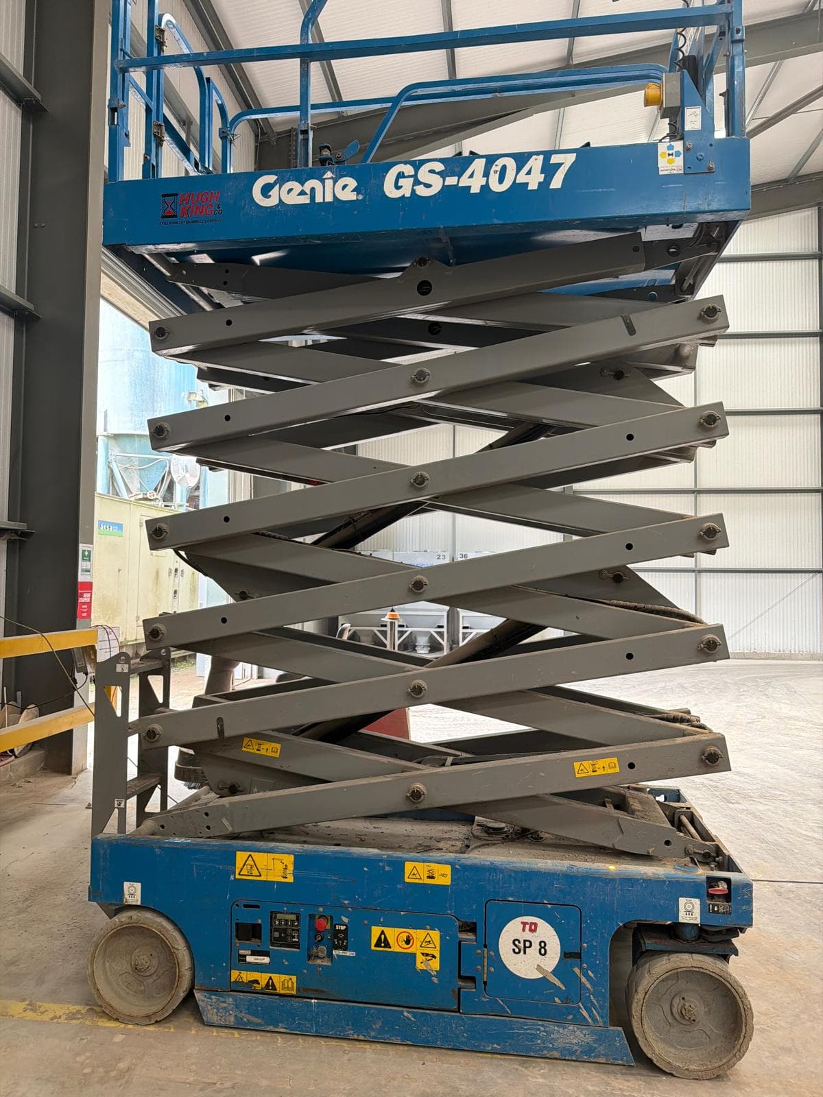 Vertical mast lift ready for inspection